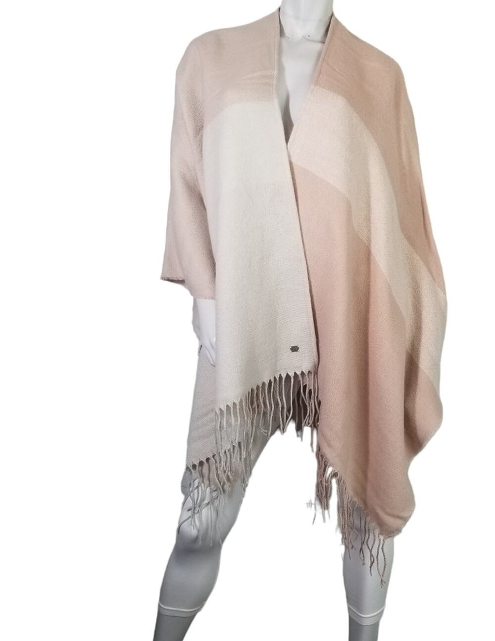 SOIA & Kyo | NEW Pink Plaid Scarfigan Fringe Wrap Poncho Blanket Scarf One Size